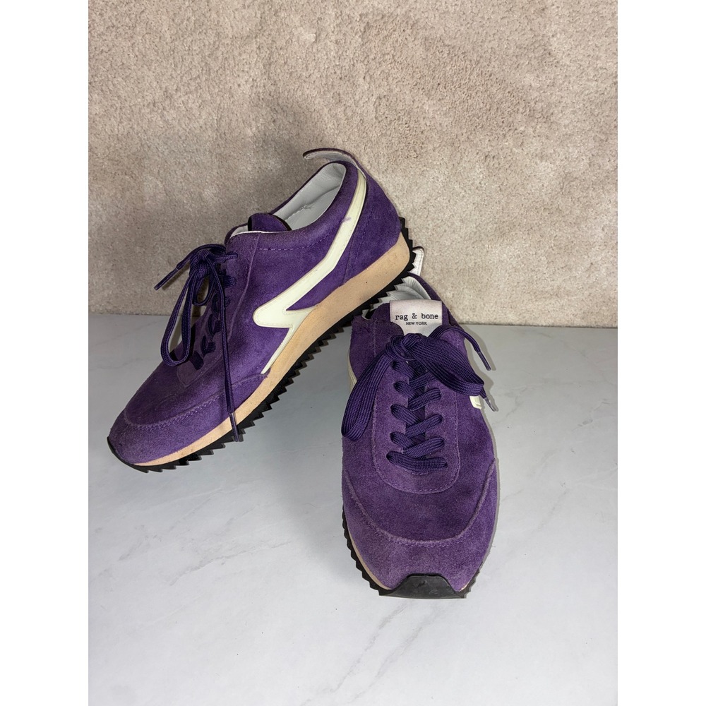 Rag & Bone Purple Retro Runner Sneakers - 38 - Suede Lace Up Streetwear Casual